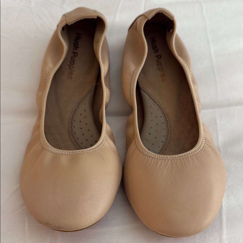 Hush Puppies Tan Leather Ballet Flats